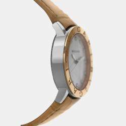 Pre Owned Bvlgari BvlgariBvlgari BBLP33SG Automatic White diamonds steel 18k Rose Gold Women's Wristwatch 33 mm
