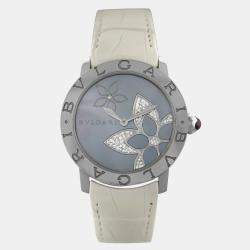 Pre Owned Bvlgari BvlgariBvlgari BBLP37S Quartz White diamonds steel Women's Wristwatch 37 mm