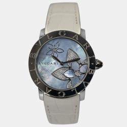 Pre Owned Bvlgari BvlgariBvlgari BBLP37S Quartz White diamonds steel Women's Wristwatch 37 mm