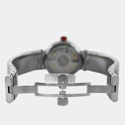 Pre Owned Bvlgari Lvcea LU33S Automatic Black Diamonds Stainless Steel Women's Wristwatch 33 mm
