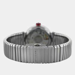 Pre Owned Bvlgari Lvcea LU33S Automatic Black Diamonds Stainless Steel Women's Wristwatch 33 mm