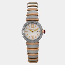 Pre Owned Bvlgari Lvcea LUP28SG Quartz White 18k Rose Gold Steel Women’s Wristwatch 28 mm