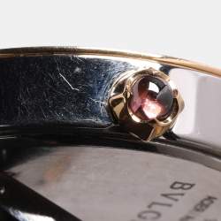 Pre Owned Bvlgari White 18k Yellow Gold/Stainless Steel Mother of Pearl/Pink Sapphire BBLP33SG Wristlet Watch 33 mm