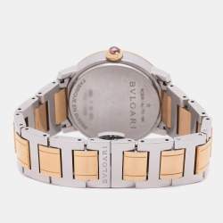 Pre Owned Bvlgari White 18k Yellow Gold/Stainless Steel Mother of Pearl/Pink Sapphire BBLP33SG Wristlet Watch 33 mm