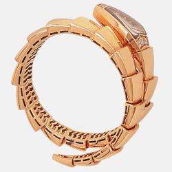 Pre Owned Bvlgari Serpenti Scaglie 101788 Quartz Black Dial 18k Rose Gold Diamonds Women's Wristwatch 26 mm