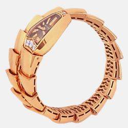 Pre Owned Bvlgari Serpenti Scaglie 101788 Quartz Black Dial 18k Rose Gold Diamonds Women's Wristwatch 26 mm