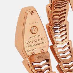 Pre Owned Bvlgari Serpenti Scaglie 101788 Quartz Black Dial 18k Rose Gold Diamonds Women's Wristwatch 26 mm