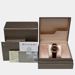 Pre Owned Bvlgari BBLP33SG 102742 Automatic Diamond 18K Rose Gold Stainless Steel Women's Wristwatch 33 mm