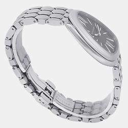 Pre Owned Bvlgari Serpenti Seduttori 103952 Quartz Black Dial Stainless Steel Women's Wristwatch 33mm