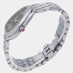 Pre Owned Bvlgari Serpenti Seduttori 103952 Quartz Black Dial Stainless Steel Women's Wristwatch 33mm