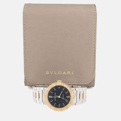 Pre Owned Bvlgari BB33SG Quartz Black 18K Yellow Gold Stainless Steel Women's Wristwatch 33mm
