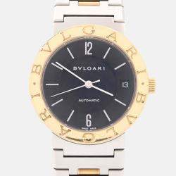 Pre Owned Bvlgari BB33SG Quartz Black 18K Yellow Gold Stainless Steel Women's Wristwatch 33mm