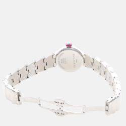 Pre Owned Bvlgari Lucea LU23S Quartz Black Diamonds Stainless Steel Women's Wristwatch 23mm