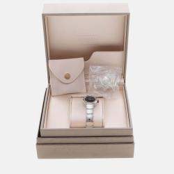 Pre Owned Bvlgari Lucea LU23S Quartz Black Diamonds Stainless Steel Women's Wristwatch 23mm