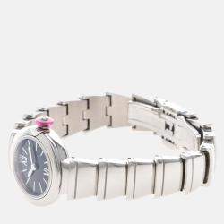 Pre Owned Bvlgari Lucea LU23S Quartz Black Diamonds Stainless Steel Women's Wristwatch 23mm