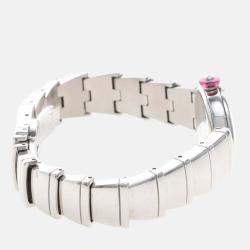 Pre Owned Bvlgari Lucea LU23S Quartz Black Diamonds Stainless Steel Women's Wristwatch 23mm