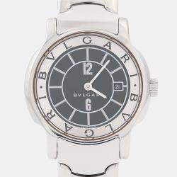 Pre Owned Bvlgari Solotempo ST29S Quartz Black Stainless Steel Women's Wristwatch 29mm