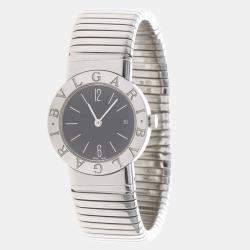 مملوكة مسبقًا Bvlgari Bvlgari Tubogas BB262TS Quartz Black Stainless Steel Women's Wristwatch 26mm