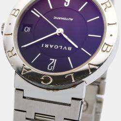 مملوكة مسبقًا Bvlgari Bvlgari Bvlgari BB33SS Automatic Black Stainless Steel Women's Wristwatch 33 mm
