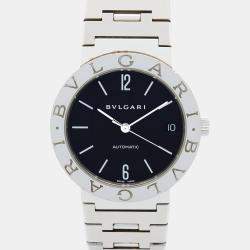 مملوكة مسبقًا Bvlgari Bvlgari Bvlgari BB33SS Automatic Black Stainless Steel Women's Wristwatch 33 mm