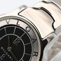 مملوكة مسبقًا Bvlgari Solotempo ST29S Quartz Black Stainless Steel Women's Wristwatch 29 mm