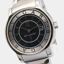 مملوكة مسبقًا Bvlgari Solotempo ST29S Quartz Black Stainless Steel Women's Wristwatch 29 mm