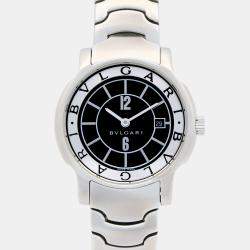 مملوكة مسبقًا Bvlgari Solotempo ST29S Quartz Black Stainless Steel Women's Wristwatch 29 mm