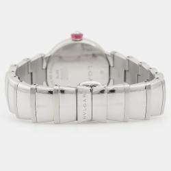Pre Owned Bvlgari Lucea 102196 Quartz Mother of Pearl Dial Stainless Steel Diamond Women's Wristwatch 28mm