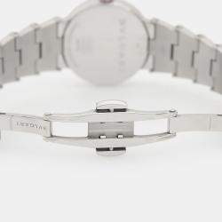 Pre Owned Bvlgari Lucea 102196 Quartz Mother of Pearl Dial Stainless Steel Diamond Women's Wristwatch 28mm