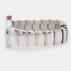 Pre Owned Bvlgari Lucea 102196 Quartz Mother of Pearl Dial Stainless Steel Diamond Women's Wristwatch 28mm