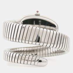Pre Owned Bvlgari Serpenti Tubogas 101816 Quartz Stainless Steel Diamond Women's Wristwatch 35 mm