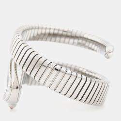 Pre Owned Bvlgari Serpenti Tubogas 101816 Quartz Stainless Steel Diamond Women's Wristwatch 35 mm