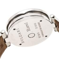 Bvlgari Silver Stainless Steel Heart Diamond B.Zero1 Women's Wristwatch 35 MM