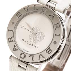 Bvlgari Silver Stainless Steel Heart Diamond B.Zero1 Women's Wristwatch 35 MM