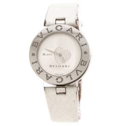 Bvlgari Silver Stainless Steel Heart Diamond B.Zero1 Women's Wristwatch 35 MM