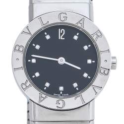 Bvlgari Black Stainless Steel Diamond Tubogas BB262TS Women's Wristwatch 26 mm