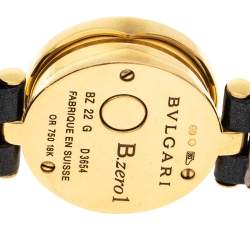 Bvlgari Black 18K Yellow Gold B.Zero1 BZ 22 G Women's Wristwatch 22 MM