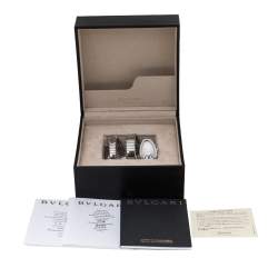 Pre Owned Bvlgari Silver Opaline Guilloché Soleil Stainless Steel Diamond Serpenti Tubogas 101910 Women's Wristwatch 35 mm