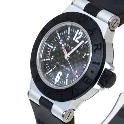Pre Owned Bvlgari Carbon Fiber Aluminum and Black Rubber Diagono AL 29 TA Women's Wristwatch 29 mm