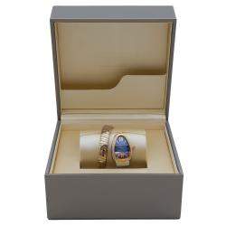 Pre Owned Bvlgari Blue Dial Serpenti Steel & Rose Gold Diamond Bezel Watch