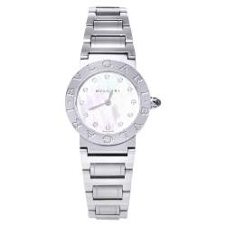 Pre Owned Bvlgari Mother Of Pearl Stainless Steel Diamond Bvlgari BBL26S Women's Wristwatch 26 mm