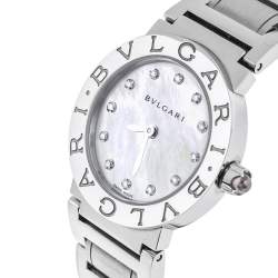 Pre Owned Bvlgari Mother Of Pearl Stainless Steel Diamond Bvlgari BBL26S Women's Wristwatch 26 mm