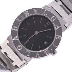 Pre Owned Bvlgari Black Stainless Steel Bvlgari BB26SS Women's Wristwatch 26 MM