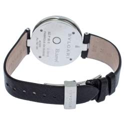 Bvlgari Black 18K Gold Leather Diamonds B.Zero1 BZ P 35 S Quartz Women's Wristwatch 35 MM