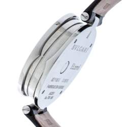 Bvlgari Black 18K Gold Leather Diamonds B.Zero1 BZ P 35 S Quartz Women's Wristwatch 35 MM