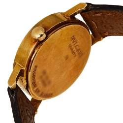 Pre Owned Bvlgari Black 18K Yellow Gold & Leather BB 26 GL Women's Wristwatch 26MM
