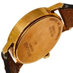 Pre Owned Bvlgari Black 18K Yellow Gold & Leather BB 26 GL Women's Wristwatch 26MM