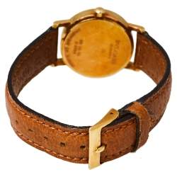 Pre Owned Bvlgari Black 18K Yellow Gold & Leather BB 26 GL Women's Wristwatch 26MM