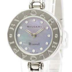 Pre Owned Bvlgari Blue MOP Diamonds Stainless Steel B.Zero1 Quartz Bz22S Women's Wristwatch 22 MM
