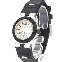 Pre Owned Bvlgari Silver Aluminum Rubber AL32TA Quartz Women's Wristwatch 32 MM
